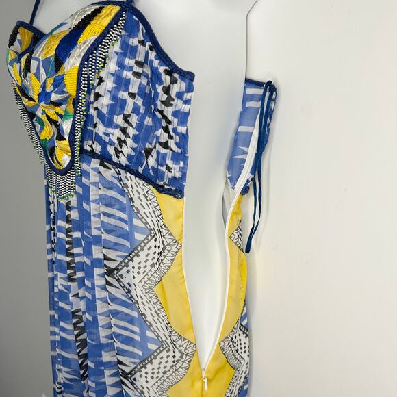 RANNA GILL ANTHROPOLOGIE Boho Maxi Dress Womens Small Petite Sunburst Beaded - Picture 7 of 12